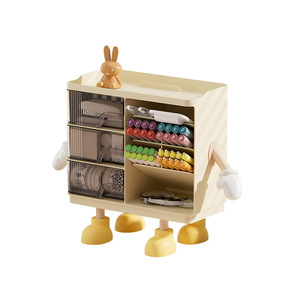 Caja de almacenamiento de escritorio con cajón inclinado, soporte para bolígrafos, organizador de papelería transparente con compartimentos, gran capacidad, multifuncional - Product Image 5