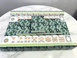 The <b>Mahjong</b> Line Hand-painted collectible American <b>mahjong</b> <b>set</b>, crafted with four layers of dark green acrylic,an exquisite gift - Product Image 1