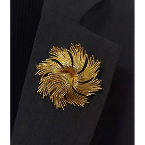 高品質の大きな花火の形不規則な花のブローチ真鍮18K金メッキブローチ女性用ヴィンテージステートメントジュエリー2023 - Product Image 1