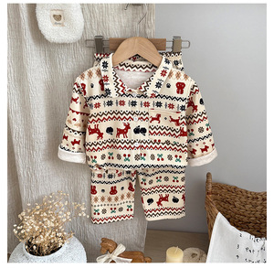Vêtements de maison pour enfants, nouvelle collection d'automne, cardigan pour garçons et filles, pyjamas à manches longues, pantalons longs, velours thermique - Product Image 5