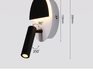 โมเดิร์นมินิมอลลิสต์โคมไฟติดผนังอลูมิเนียมสีดำสีขาว LED 3500K แสงอุ่น E27 AC85-265V สำหรับห้องนอนตกแต่งภายใน - Product Image 2