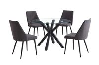 Table d'appoint pour salon avec plateau en verre transparent et pieds en acier, vente directe d'usine