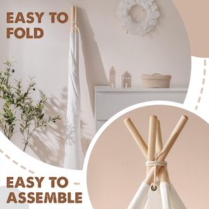Quick Opening Tipi <b>Sleepover</b> Tent Includes Carry Bag & Lights Kids Teepee Tent-PVC Fabric Four-season Double Layer - Product Image 2