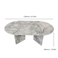 Table basse ovale en marbre gris naturel OEM/ODM, décoration d'intérieur, table centrale en pierre pour hall d'hôtel, salon de luxe, mobilier moderne