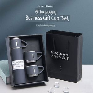 Customizable 3-Lid Classic 304 Stainless Steel Bullet Vacuum Flasks Thermoses Set for Business Gifts - Product Image 3