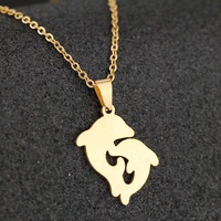 Collier en forme de dauphin en acier inoxydable, or 18K, personnalisé, animaux de mer, vente en gros, offre spéciale
