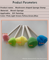 Tampons en éponge en forme de champignon, outils pour enfants, 5 pièces, jouets de peinture DIY, tampon en mousse, manche en bois, pinceau en éponge pour enfants