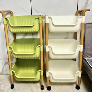 3段式ローリング収納カート、特厚プラスチックオーガナイザー、キッチン、家庭、日常使用に多目的 - Product Image 1