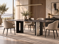 Table à manger rectangulaire en marbre naturel, mobilier de salle à manger moderne en pierre frittée pour la maison, l'hôtel, l'appartement, durable et écologique