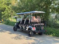 Voiturette de golf électrique 4 places, châssis en aluminium, batterie lithium 5 kW, 30 km/h, pour le tourisme et le transport communautaire, sièges confortables, LED