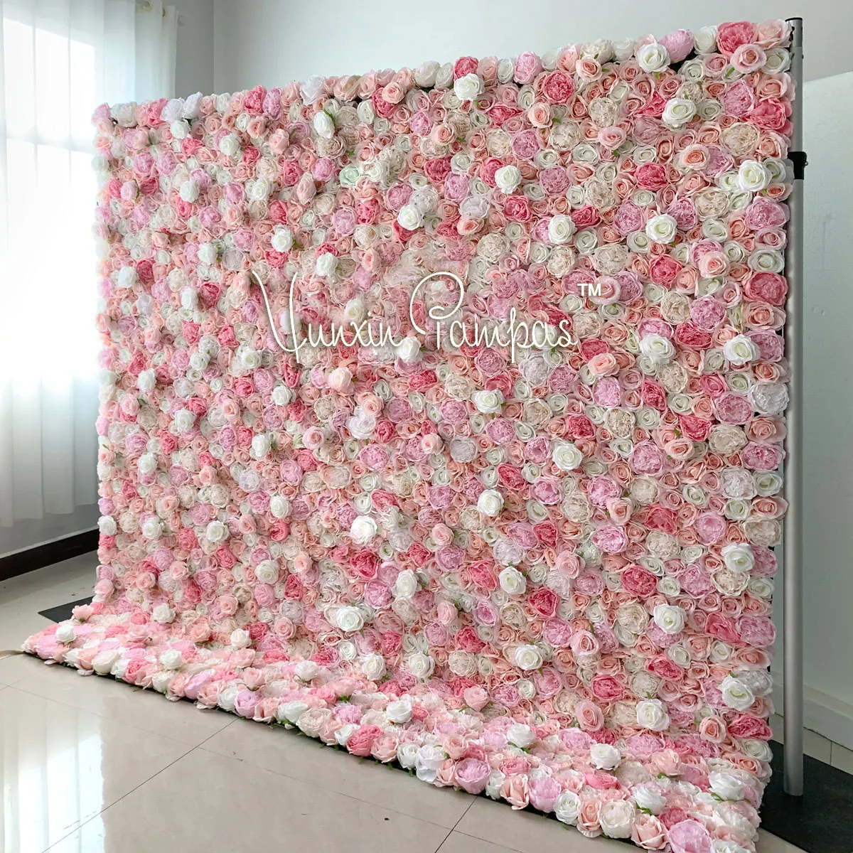 Factory Supply Silk Rose Artificial Flower Backdrop Artificial Flower Wall For Wedding Stage Decoration