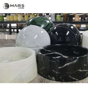 Cuenco redondo de mármol negro de piedra <span class=keywords><strong>natural</strong></span> para utensilios de cocina, cuenco para perros y gatos - Product Image 5