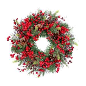 Guirlande avec cônes de pin et baies rouges 45 cm - Product Image 1