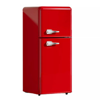 Réfrigérateur électrique rétro à double porte style influenceur, 78L, mini format, économe en énergie, refroidissement direct, dégivrage automatique, pour bureau et usage domestique