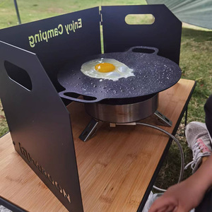 Plaque de cuisson antiadhésive en fonte de style coréen 38 cm Teppanyaki pour camping et barbecue, noire - Product Image 5