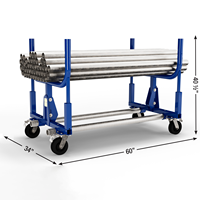 Troli Pipa Baja Tugas Berat 60" X 34" Rak Penyimpanan Saluran Mobile dengan Roda untuk Konstruksi Lapangan Kerja Pipa Listrik EMT PVC
