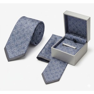 Cravate Classique pour Homme à Motif Géométrique Circulaire Écologique Gris Argent Polyester 148cm 8cm Affaires Formelle Mariage Gravata - Product Image 3
