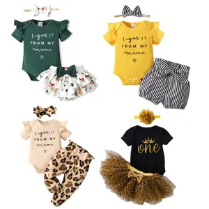 Boutique Kids Pasgeboren Baby Meisjes Fancy Kinderkleding Romper Shorts Set Tops Bloemen Zomer Outfits Leuke 3T Baby kleding