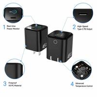 Chargeur Gan 45W USB-C avec affichage numérique LED, chargeur portable pour ordinateur portable, chargeur rapide QC3.0 Type-C USB C pour iPhone
