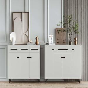 Mueble Zapatero Moderno Minimalista Blanco con Panel de Aluminio Tipo Panal, <span class=keywords><strong>Armario</strong></span> de <span class=keywords><strong>Entrada</strong></span>, Mueble de Hogar Elegante - Product Image 5