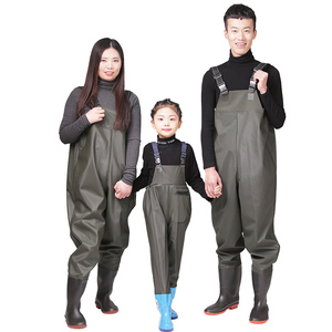 Hauteur de poitrine étanche et respirante pour la pêche, avec des bottes en PVC pour enfants, 1 pièce - Product Image 1