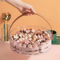 Conteneur rond pour gâteau et dessert en acrylique transparent, écologique, de qualité alimentaire, sans BPA, avec poignée et couvercle pour tiramisu