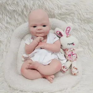 S16001 16inch Reborn Full Silicone Dolls Realistic Mini Newborn Smile Baby Toys Washable Collectibles