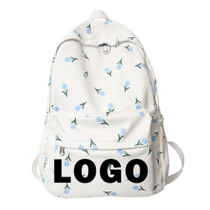Mochila Escolar Coreana con Diseño Floral Blanco para Adolescentes, Mochila Bonita para Mujer, Marca de <span class=keywords><strong>Mochilas</strong></span> Escolares, Mochila de Nailon - Product Image 2