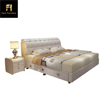 Ensembles de chambre à lit double nordique doux cadre de lit King Size avec rangement meubles de lit en cuir modernes de luxe