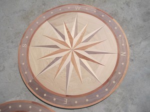 Parquet en bois massif avec motif de <span class=keywords><strong>rose</strong></span> <span class=keywords><strong>des</strong></span> <span class=keywords><strong>vents</strong></span>, design en bois incrusté, marqueterie en bois - Product Image 2