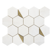 Dosseret en métal de forme hexagonale cuisine pierre mosaïques mur et sol carreaux de mosaïque décoratifs carreaux de mosaïque en gros