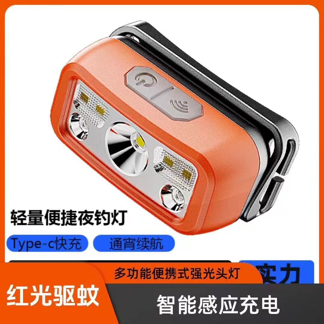 [Orange] Sensor-activated 5-speed headlamp with color box and data cable
