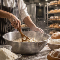 Fouet à pâte danoise de 13 pouces en bois de noyer, teck et hêtre, écologique et durable, pour pain au levain, pizza, pâtisserie et biscuits