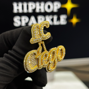 Pendentif personnalisé de haute qualité avec nom lettre 1.8, en argent sterling 925 plaqué or 18 carats, serti de moissanite, style Hip Hop, avec attache LC, de luxe - Product Image 2
