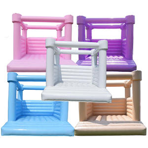 Château <span class=keywords><strong>gonflable</strong></span> blanc pour mariage - Château de saut moderne de luxe, château <span class=keywords><strong>gonflable</strong></span> pastel macaron avec toboggan et fosse à balles - Product Image 1