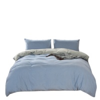 Ensemble de literie en coton lavé, couleur unie, super doux et agréable pour la peau, ensemble de draps