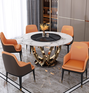 Juego <span class=keywords><strong>de</strong></span> mesa <span class=keywords><strong>de</strong></span> comedor redonda moderna, <span class=keywords><strong>Diamante</strong></span> triturado <span class=keywords><strong>de</strong></span> oro rosa, <span class=keywords><strong>piedra</strong></span> <span class=keywords><strong>de</strong></span> acero inoxidable o mármol, muebles para el hogar <span class=keywords><strong>de</strong></span> estilo italiano <span class=keywords><strong>de</strong></span> 10 plazas - Product Image 5