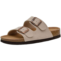 Sandalias de corcho de ante para mujer, chanclas cómodas de cuero