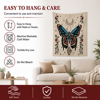 Tapisserie murale bohème vintage à imprimé papillon et motif lune céleste, idéale pour la décoration des chambres et salons – Offre spéciale