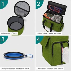 <b>Dog</b> Travel Bag, Pet Travel Bag All Pet Travel Supplies with 2 Pet Food Containers and 2 <b>Collapsible</b> Silicone <b>Bowls</b> - Product Image 4