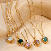 Luxe 18k vergulde sieraden liefdesketting hartketting watergolfketting kleurrijke diamant edelsteen kettingset Valentijnsdag sieraden
