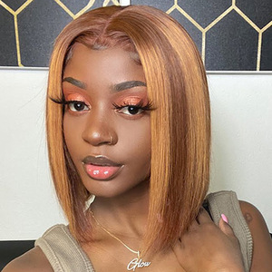 Coolhair Wig Perruque Bob Courte à Coupe Droite en Cheveux Naturels, Lace Frontale, Sans Colle, Double Tirage, Lisse - Product Image 2