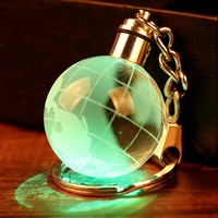 Vente flash : Globe terrestre lumineux à LED en cristal de 30 mm, porte-clés boule, porte-clés
