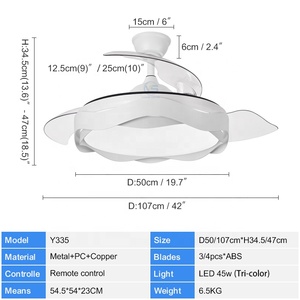 Y335 2024 nueva luz de ventilador invisible minimalista 110 220V lámpara colgante de ventilador de cuerda de cáñamo con control remoto sin aspas decorativa - Product Image 3