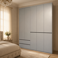 Armoire en bois moderne à prix de gros, designs de placards sur mesure, armoire de rangement blanche à 5 portes pour chambre à coucher
