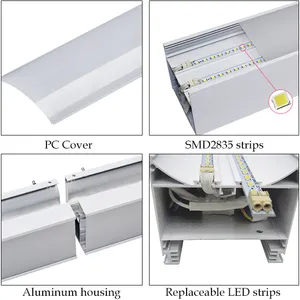 Dimmable फांसी रोशनी linkable 4ft 5ft 8ft लटकन माउंट रैखिक प्रकाश का नेतृत्व किया