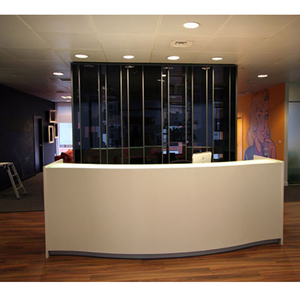 <strong>Customized</strong> <strong>Round</strong> Curved <strong>Square</strong> Shape Reception <strong>Counter</strong> Desk 2 Seat Durable Large Reception Desk for Hotel - Product Image 5