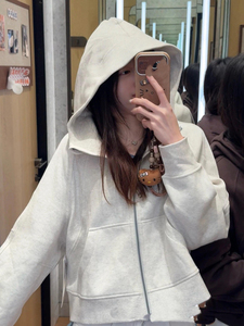 Giacca Sportiva Casual da <span class=keywords><strong>Donna</strong></span> L-u-l-u Scuba per Autunno e Inverno, <span class=keywords><strong>Felpa</strong></span> con <span class=keywords><strong>Cappuccio</strong></span> in Velluto con Zip e Fodera, Top Stampato per Yoga - Product Image 4