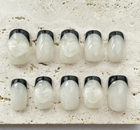 Faux ongles à presser de luxe, peints à la main, en gel acrylique, de haute qualité, forme ballerine ou cercueil, pour vente en gros