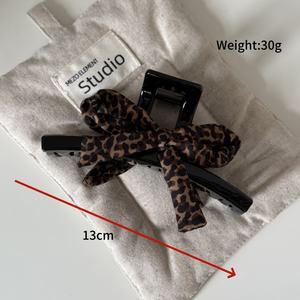 คลิปหนีบผมรูปโบว์ลายเสือดาวลายหมากรุกย้อนยุคคลิปหนีบผมแบบเกาหลีขนาดใหญ่ - Product Image 2